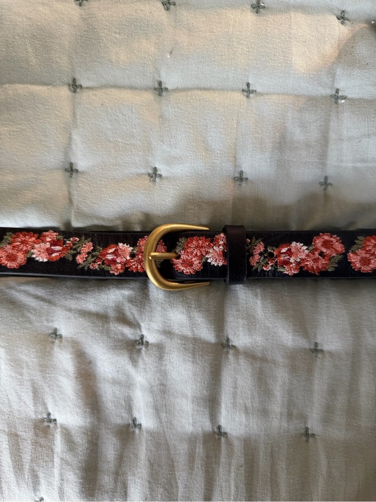 Lucky Brand Floral Embroidered Leather Belt